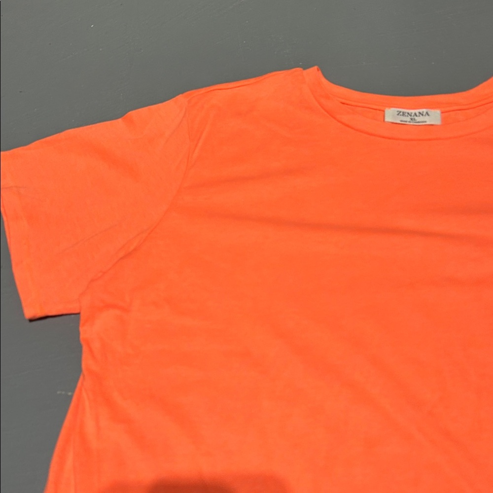 Zenana Orange Basic Essential Soft Short Sleeve Shirt (Women’s XL) - Picture 4 of 7